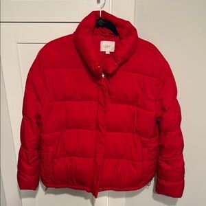 Super cute red puffer coat. LOFT. Size large